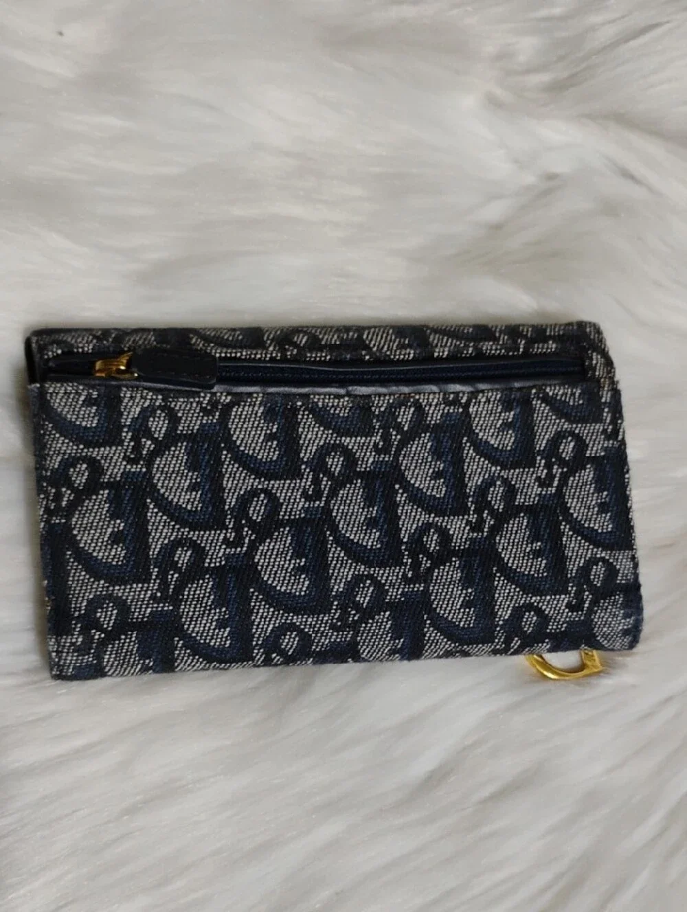 SALE! Christian Dior Navy Monogram Canvas Saddle Wallet W/Card